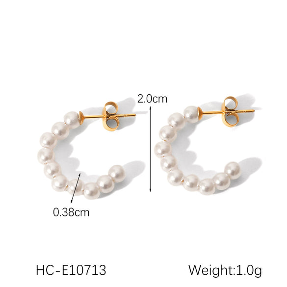 Women's Classic Pearl Earrings Stainless Steel Geometric Electroplated Highend Jewelry
