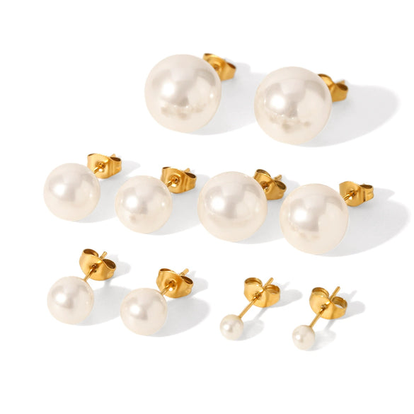 Women's Classic Pearl Earrings Stainless Steel Geometric Electroplated Highend Jewelry