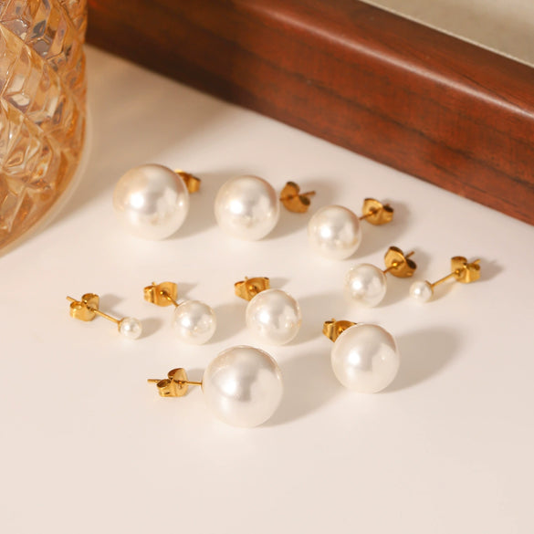 Women's Classic Pearl Earrings Stainless Steel Geometric Electroplated Highend Jewelry