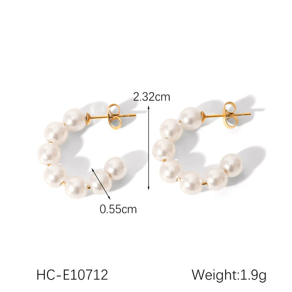 Women's Classic Pearl Earrings Stainless Steel Geometric Electroplated Highend Jewelry