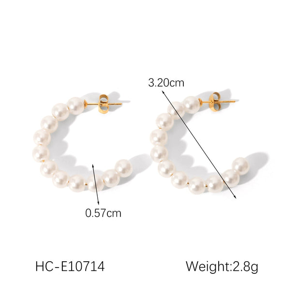 Women's Classic Pearl Earrings Stainless Steel Geometric Electroplated Highend Jewelry