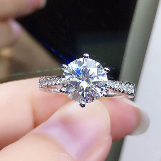 Women's Classic Sixclaw Zircon Engagement Ring Copper Geometric