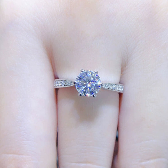 Women's Classic Sixclaw Zircon Engagement Ring Copper Geometric