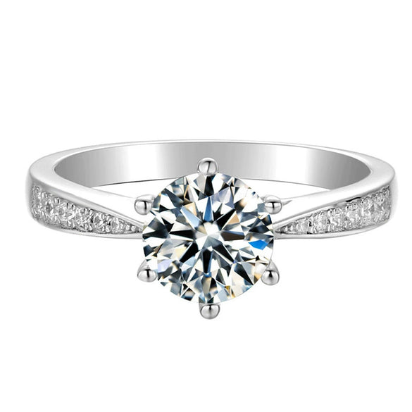 Women's Classic Sixclaw Zircon Engagement Ring Copper Geometric
