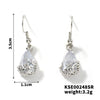 Women's Classical Gold Plated Carved Drop Shape White Stone Earrings With Color Preserving Electroplated Metal Design