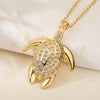Women's Clavicle Chain Copper Plated Real Gold Inlaid Zircon Turtle Pendant Necklace Geometric Style