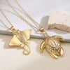 Women's Clavicle Chain Copper Plated Real Gold Inlaid Zircon Turtle Pendant Necklace Geometric Style
