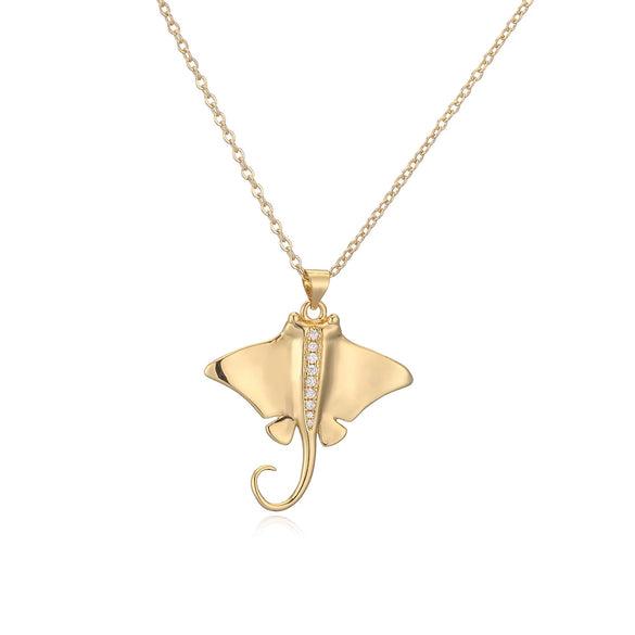 Women's Clavicle Chain Copper Plated Real Gold Inlaid Zircon Turtle Pendant Necklace Geometric Style