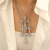 Women's Clavicle Chain Jewelry Stacked With Pearl Flower Inlaid Zircon And Colored Gemstone Zinc Alloy Geometric Style