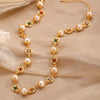 Women's Clavicle Chain Jewelry Stacked With Pearl Flower Inlaid Zircon And Colored Gemstone Zinc Alloy Geometric Style