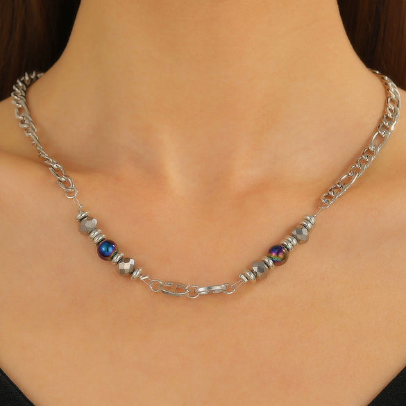 Women's Clavicle Chain Jewelry Stacked With Pearl Flower Inlaid Zircon And Colored Gemstone Zinc Alloy Geometric Style