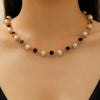 Women's Clavicle Chain Jewelry Stacked With Pearl Flower Inlaid Zircon And Colored Gemstone Zinc Alloy Geometric Style