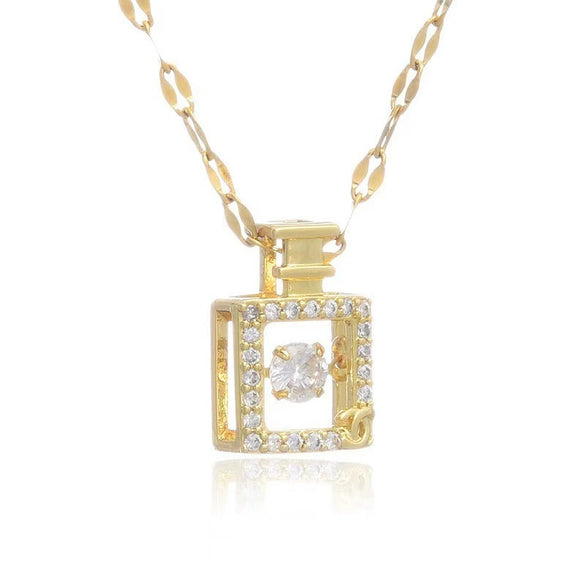 Women's Clavicle Chain With Perfume Bottle Pendant Titanium Steel Geometric Design Electroplated