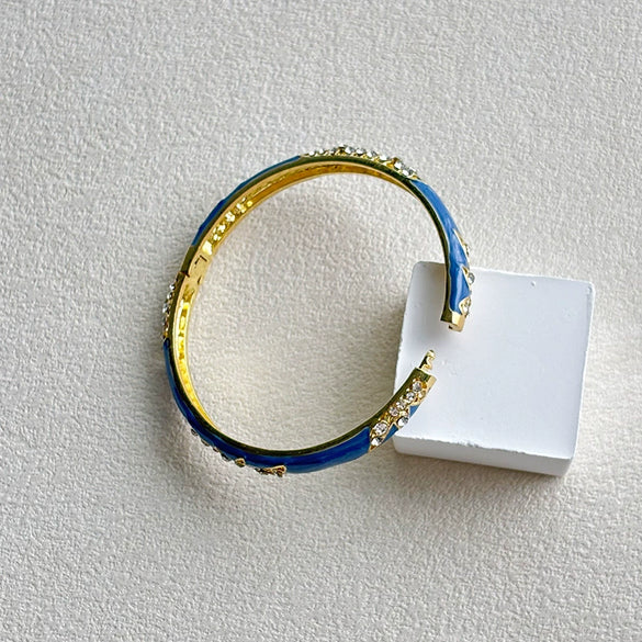 Women's Cloisonné Enamel Bracelet With Filigree Openwork And Round Enamel Retro Design