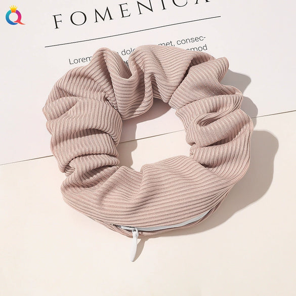 Women's Cloth And Pu Handmade Zipper Large Intestine Hair Ring Hair Accessories