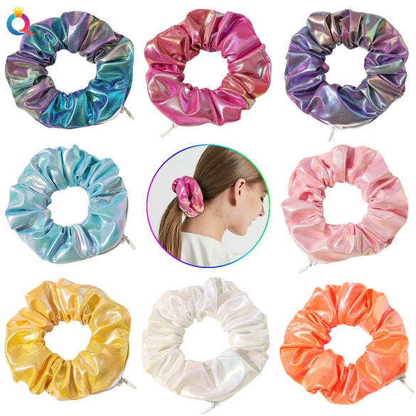 Women's Cloth And Pu Handmade Zipper Large Intestine Hair Ring Hair Accessories