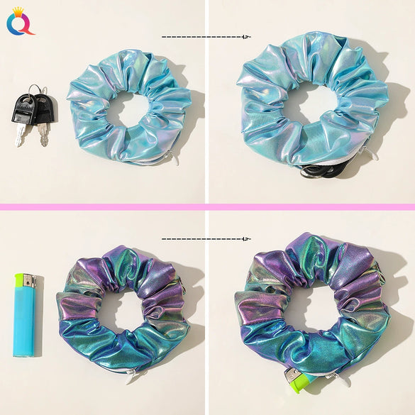 Women's Cloth And Pu Handmade Zipper Large Intestine Hair Ring Hair Accessories