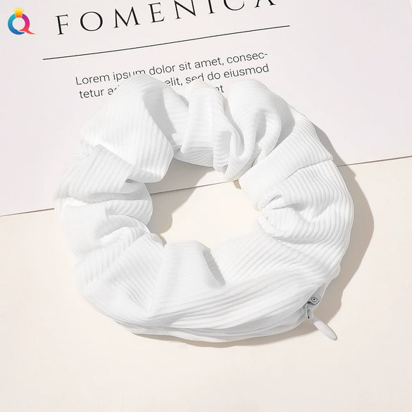 Women's Cloth And Pu Handmade Zipper Large Intestine Hair Ring Hair Accessories