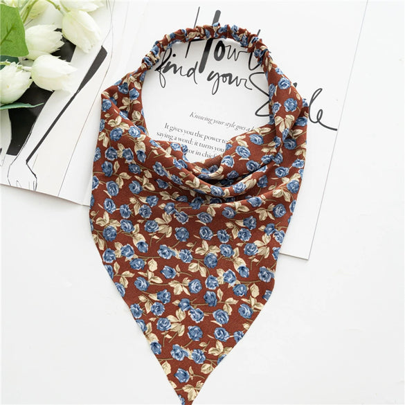 Women's Cloth Elastic Hair Band And Wrap Scarf With Geometric Pattern