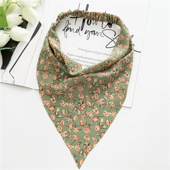 Women's Cloth Elastic Hair Band And Wrap Scarf With Geometric Pattern