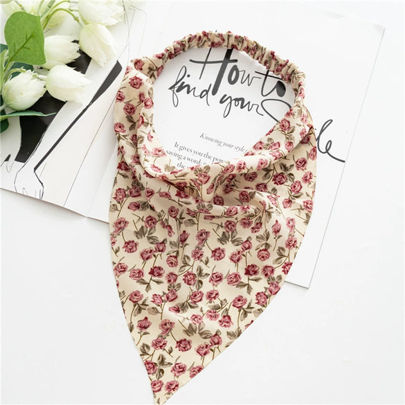 Women's Cloth Elastic Hair Band And Wrap Scarf With Geometric Pattern