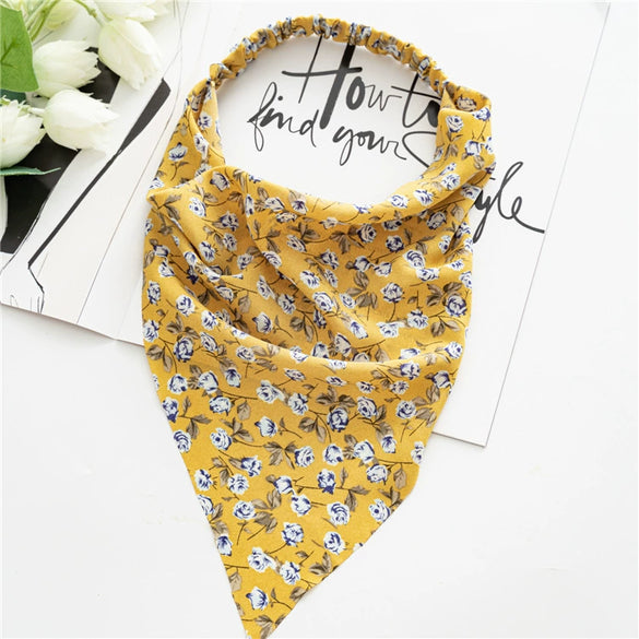 Women's Cloth Elastic Hair Band And Wrap Scarf With Geometric Pattern