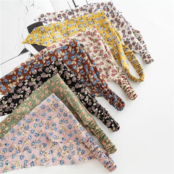 Women's Cloth Elastic Hair Band And Wrap Scarf With Geometric Pattern