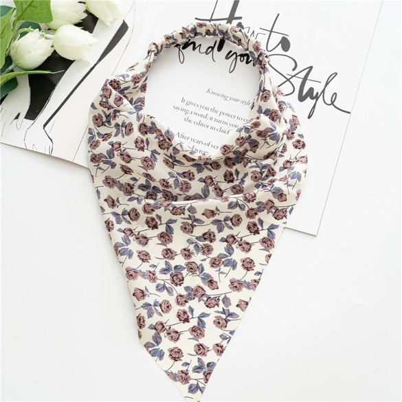 Women's Cloth Elastic Hair Band And Wrap Scarf With Geometric Pattern