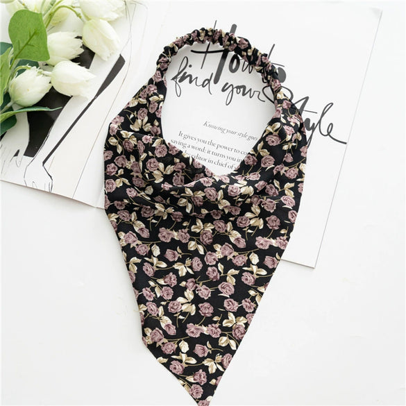 Women's Cloth Elastic Hair Band And Wrap Scarf With Geometric Pattern