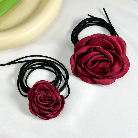 Women's Cloth Flannel Satin Flower Geometric Collar Choker Necklace