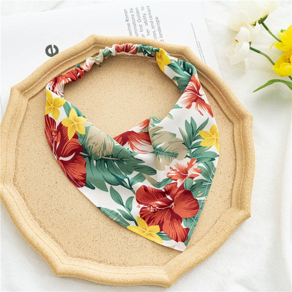 Women's Cloth Geometric Pastoral Style Triangle Square Scarf Headwear Triple Style