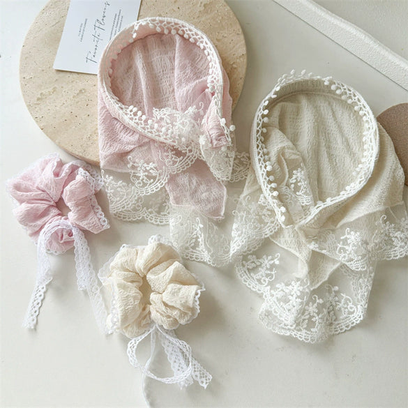 Women's Cloth Geometric Seersucker Lace Triangle Headband Hair Band