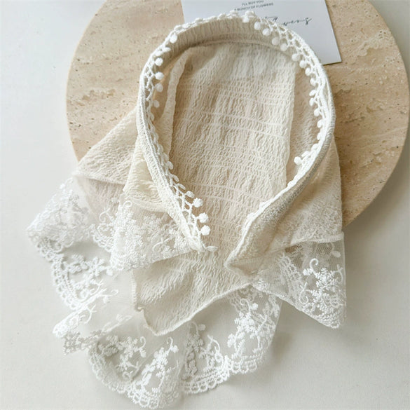 Women's Cloth Geometric Seersucker Lace Triangle Headband Hair Band