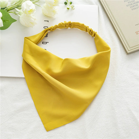 Women's Cloth Geometric Solid Color Elastic Headscarf Hair Band Triangle Hair Accessories