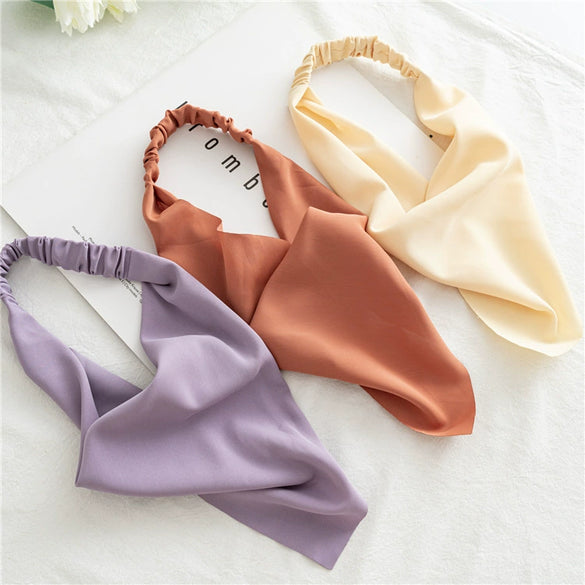 Women's Cloth Geometric Solid Color Elastic Headscarf Hair Band Triangle Hair Accessories