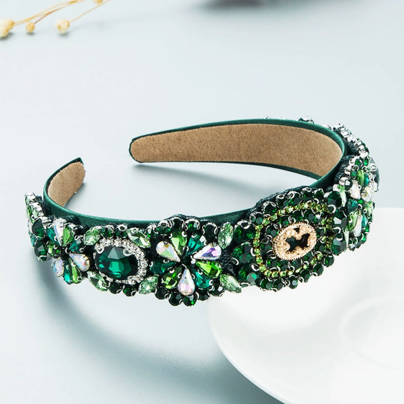 Women's Cloth Hair Hoop Headband With Full Diamond Embellishment Retro Baroque Style Hair Accessory