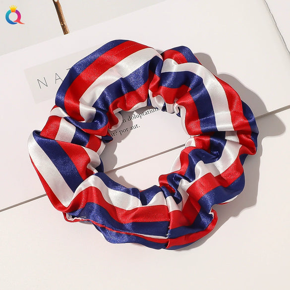 Women's Cloth Hair Ring With American Flag Pattern Pure Handmade