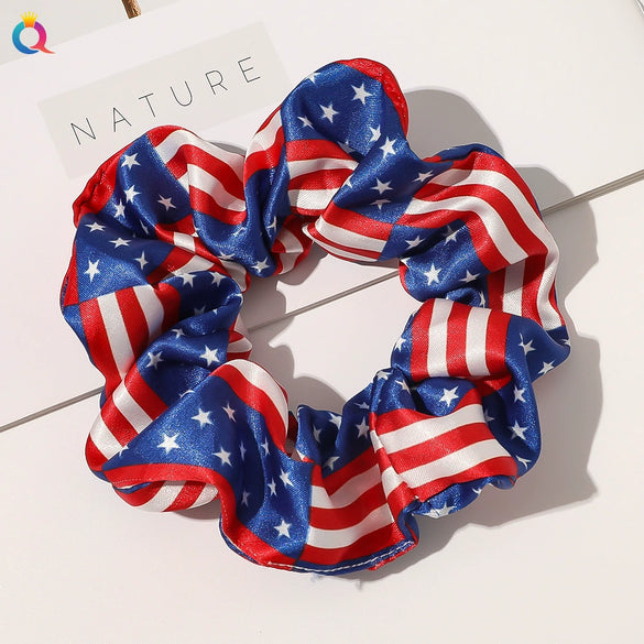 Women's Cloth Hair Ring With American Flag Pattern Pure Handmade