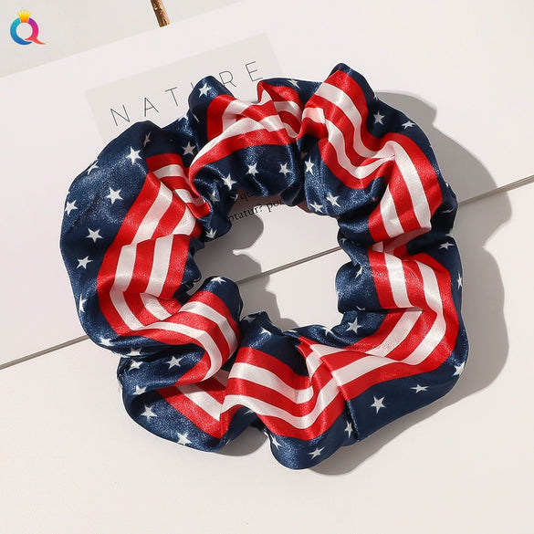 Women's Cloth Hair Ring With American Flag Pattern Pure Handmade