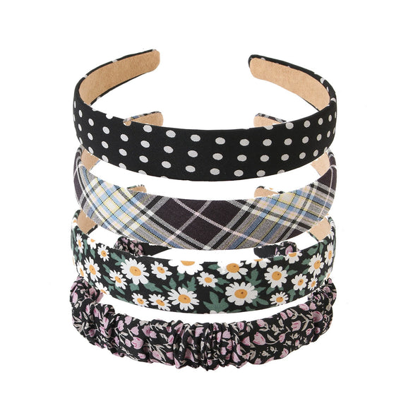 Women's Cloth Handmade Floral Plaid Hair Hoop Headband Hair Accessories