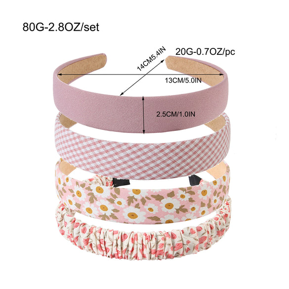 Women's Cloth Handmade Floral Plaid Hair Hoop Headband Hair Accessories