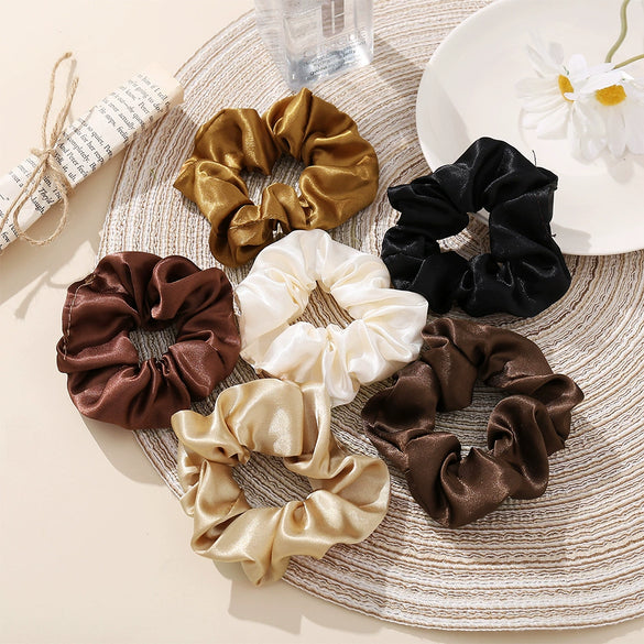 Women's Cloth Handmade Simple Fashion Retro Solid Color Hair Ring Hair Accessories