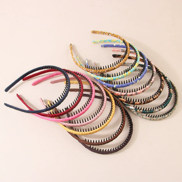 Women's Cloth Handmade Simple Nonslip Toothed Basic Bangs Broken Hair Band For Washing Face