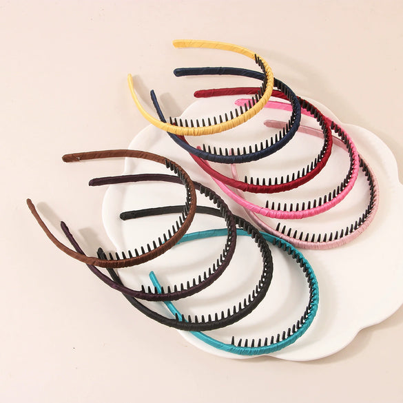 Women's Cloth Handmade Simple Nonslip Toothed Basic Bangs Broken Hair Band For Washing Face