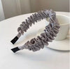 Women's Cloth Handmade Simple Pleated Wave Widebrimmed Hair Hoop Headwear
