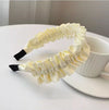 Women's Cloth Handmade Simple Pleated Wave Widebrimmed Hair Hoop Headwear