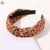 Women's Cloth Handwoven Leopard Print And Plaid Widebrimmed Knotted Headband Headwear