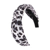 Women's Cloth Handwoven Leopard Print And Plaid Widebrimmed Knotted Headband Headwear