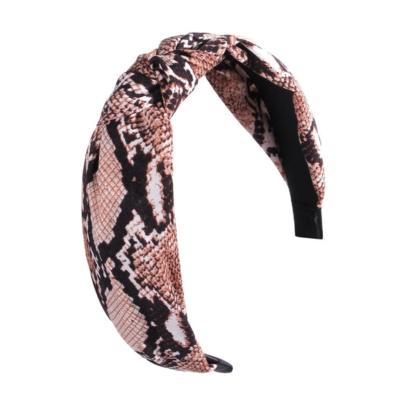 Women's Cloth Handwoven Leopard Print And Plaid Widebrimmed Knotted Headband Headwear
