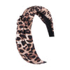 Women's Cloth Handwoven Leopard Print And Plaid Widebrimmed Knotted Headband Headwear